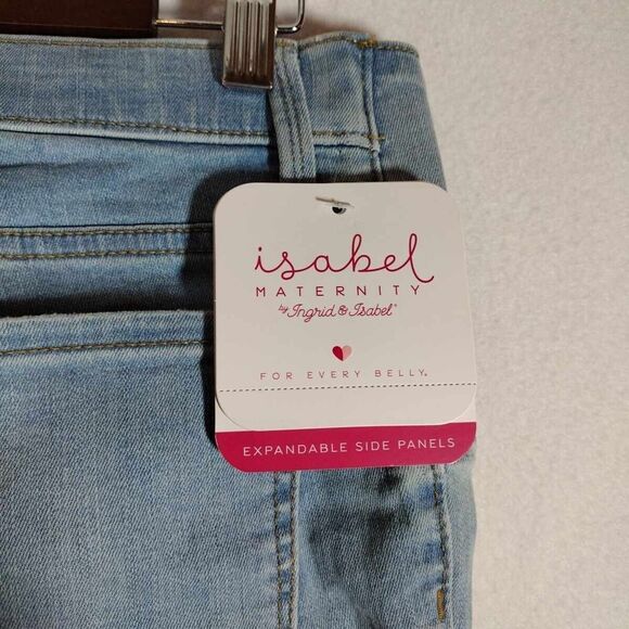 Isabel Maternity Crossover Panel Slim Ankle Pants Blue Size 8 New With Tag - Picture 3 of 12